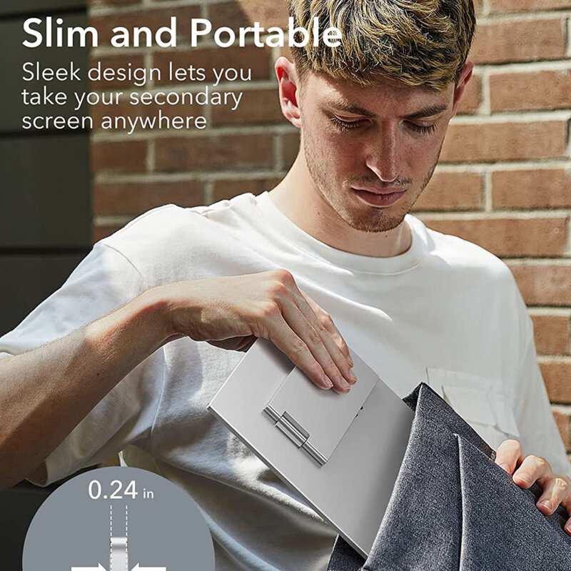 Monitor portabil laptop USB-C, HDMI, Full HD ESR, argintiu