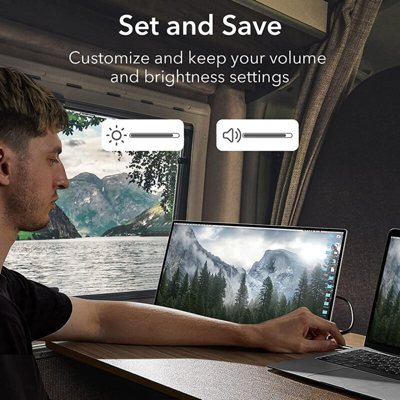 Monitor portabil laptop USB-C, HDMI, Full HD ESR, argintiu