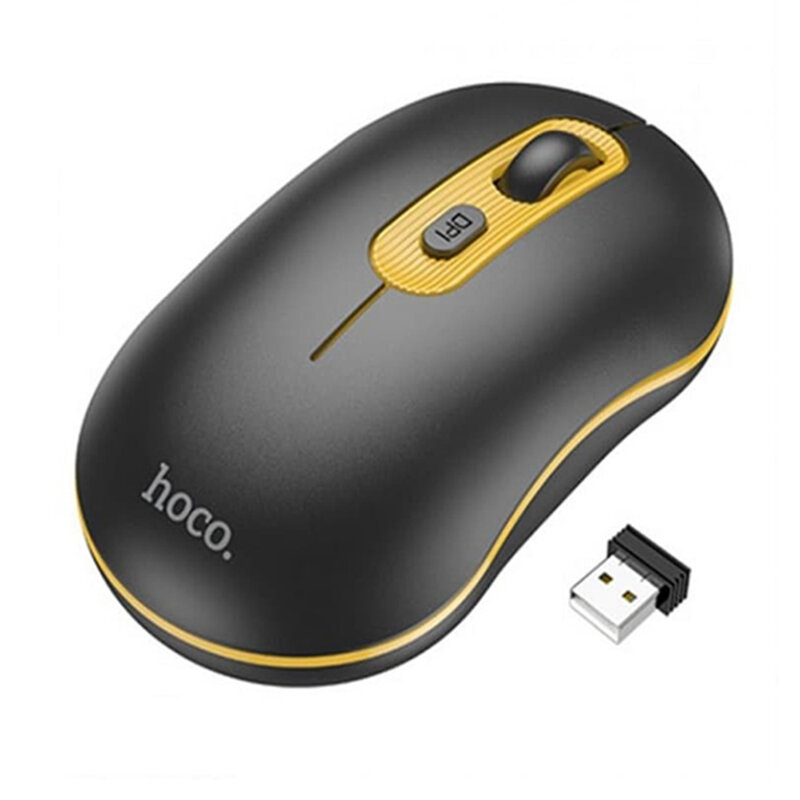 Mouse wireless pentru laptop 1600 DPI Hoco GM21, galben