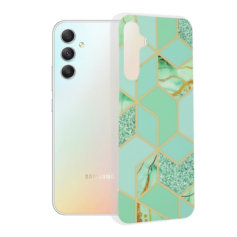 Husa Samsung Galaxy A34 5G Techsuit Marble, Green Hex