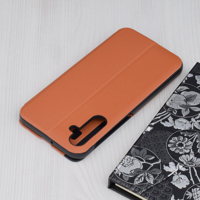 Husa Samsung Galaxy A24 Eco Leather View flip tip carte, portocaliu