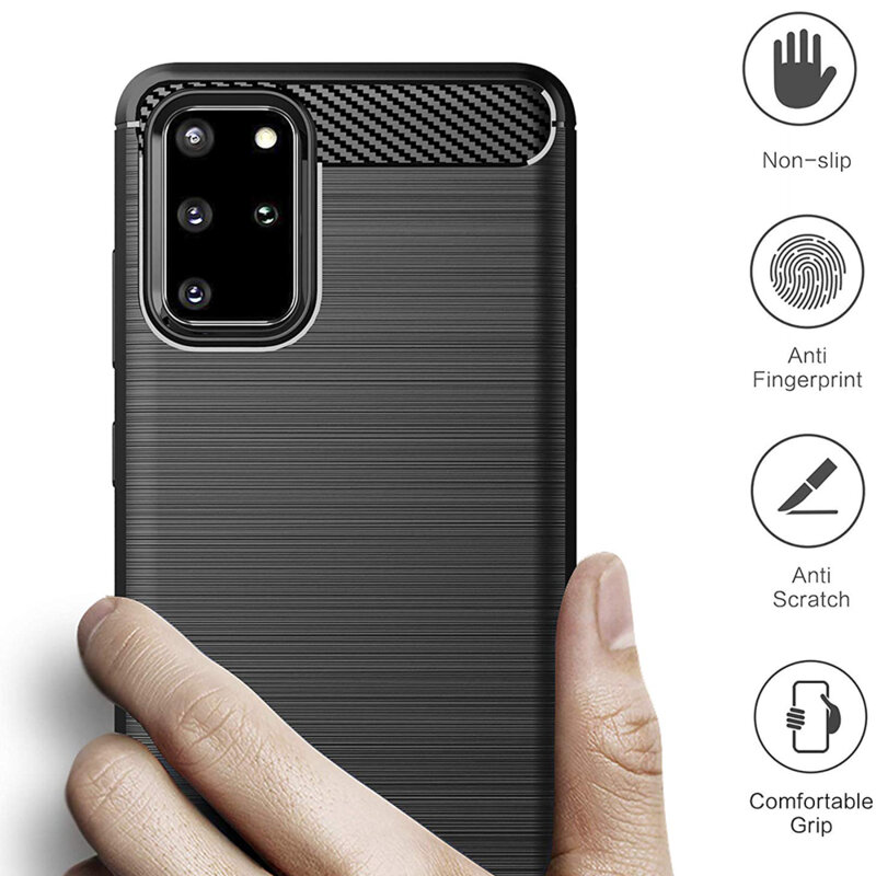Husa Samsung Galaxy S20 Plus 5G Techsuit Carbon Silicone, negru