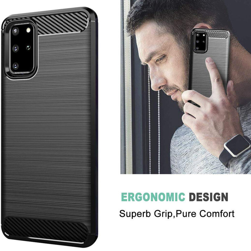 Husa Samsung Galaxy S20 Plus 5G Techsuit Carbon Silicone, negru