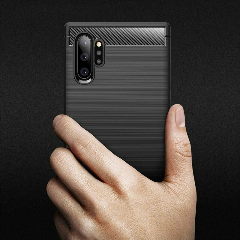 Husa Samsung Galaxy Note 10 Plus 5G Techsuit Carbon Silicone, negru