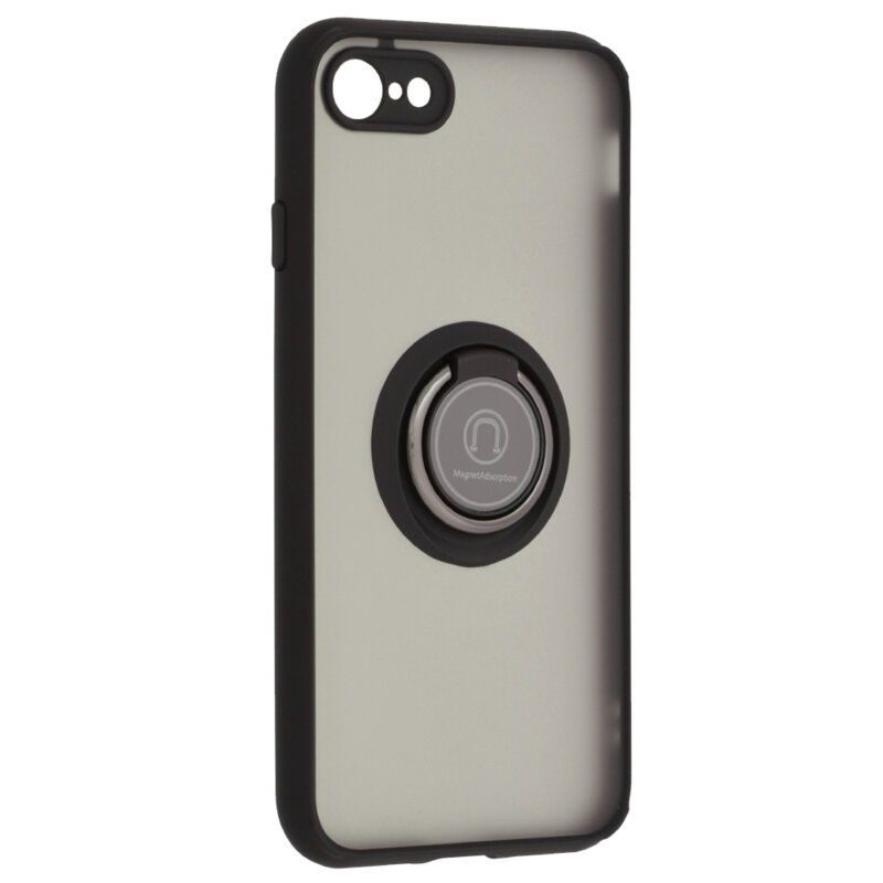Husa iPhone SE 2, SE 2020 Techsuit Glinth Cu Inel Suport Stand Magnetic - Negru