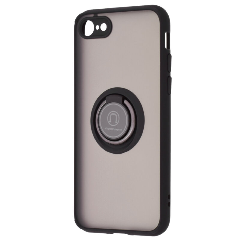 Husa iPhone SE 2, SE 2020 Techsuit Glinth Cu Inel Suport Stand Magnetic - Negru