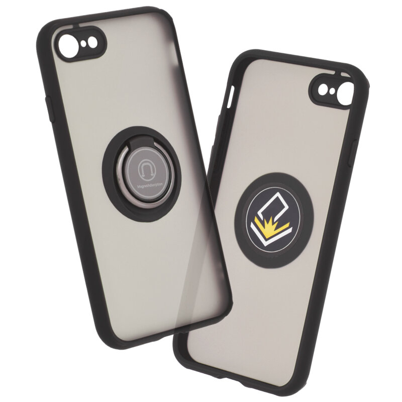 Husa iPhone SE 3, SE 2022 Techsuit Glinth cu inel suport stand magnetic, negru