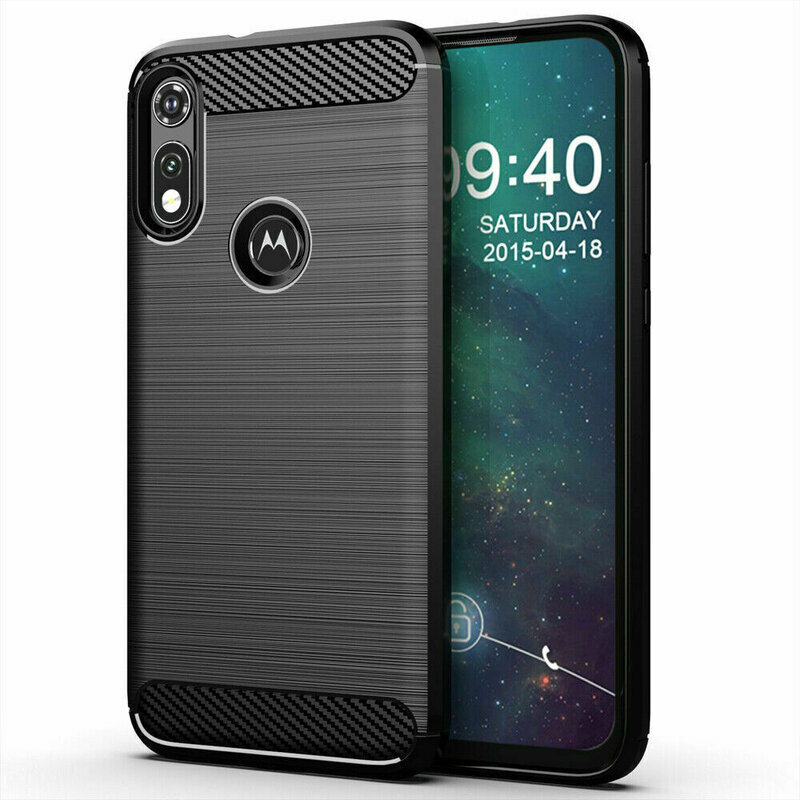 Husa Motorola Moto E6i Techsuit Carbon Silicone, negru