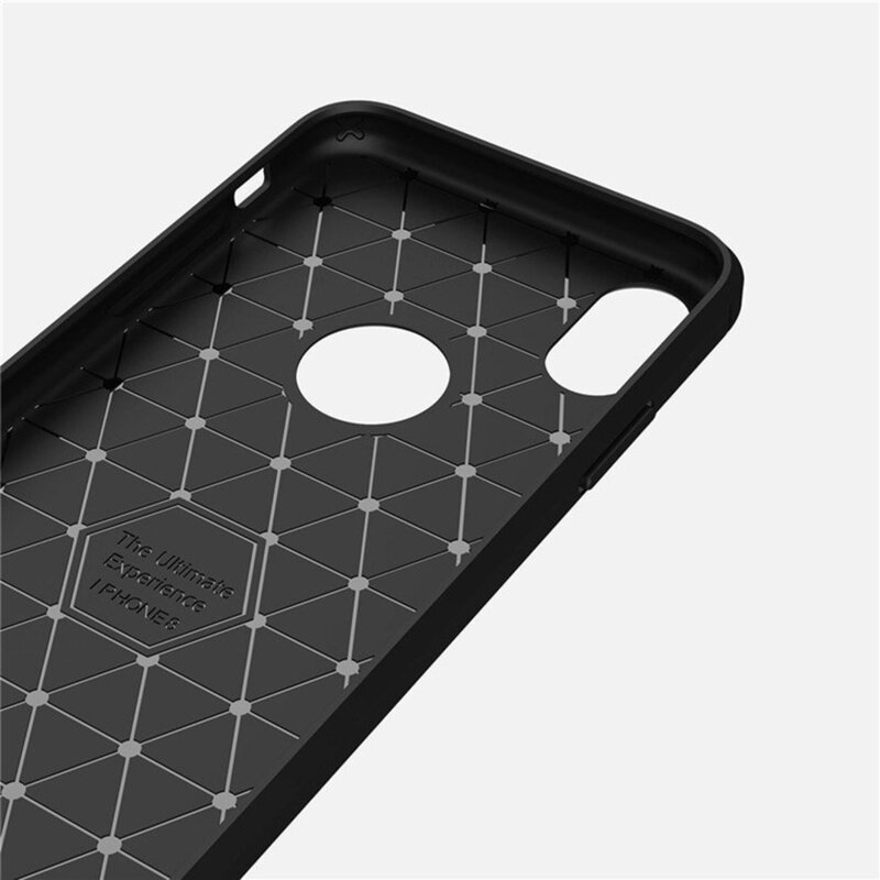 Husa iPhone XS Techsuit Carbon Silicone cu decupaj sigla, negru