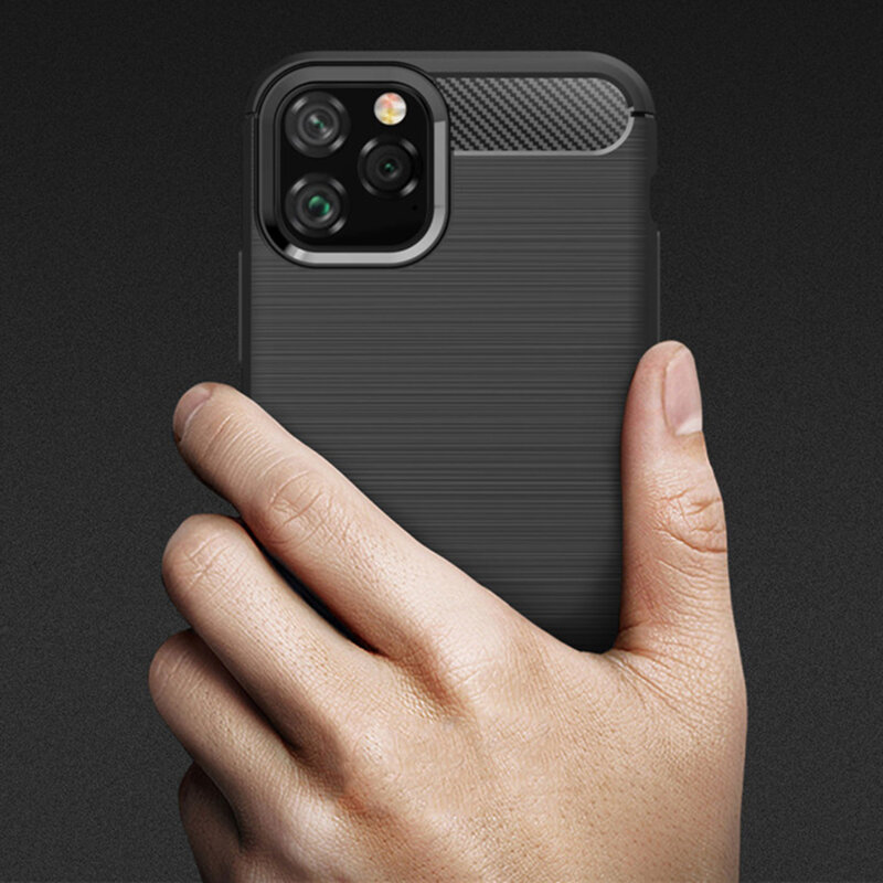 Husa iPhone 12 Pro Techsuit Carbon Silicone, negru