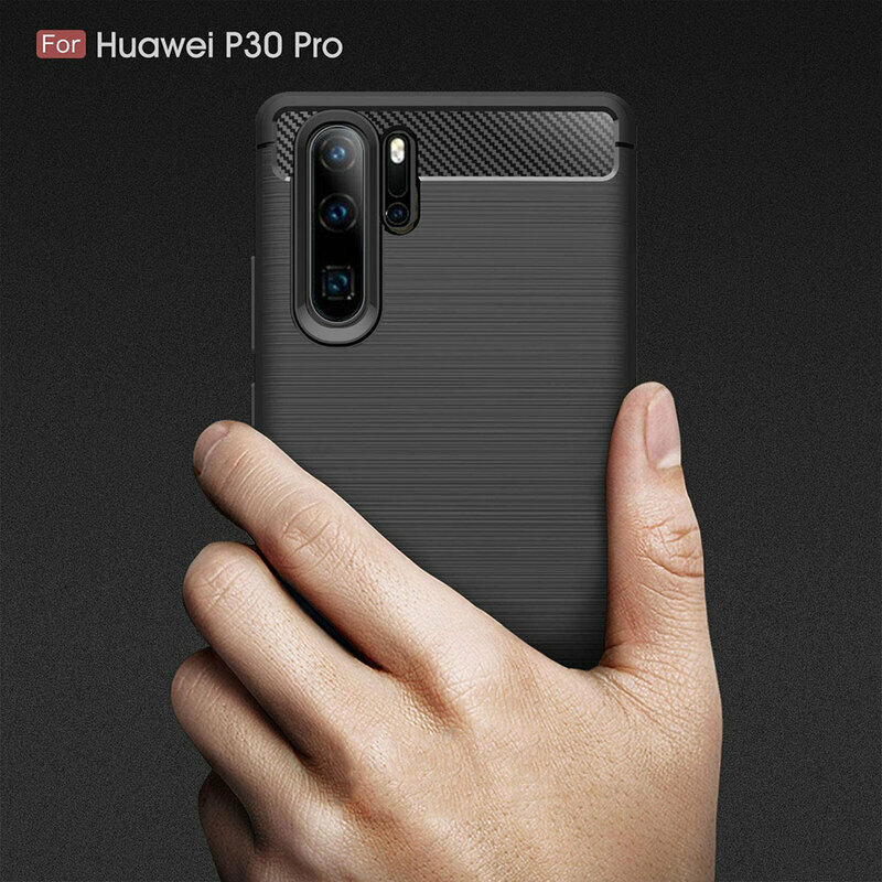 Husa Huawei P30 Pro New Edition Techsuit Carbon Silicone, negru
