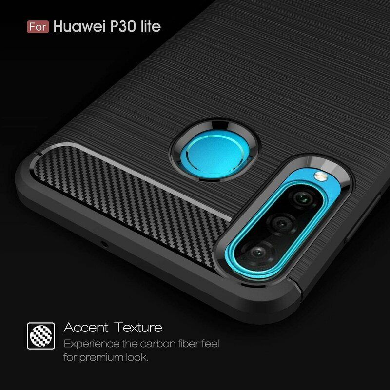 Husa Huawei P30 Lite 2020 Techsuit Carbon Silicone, negru
