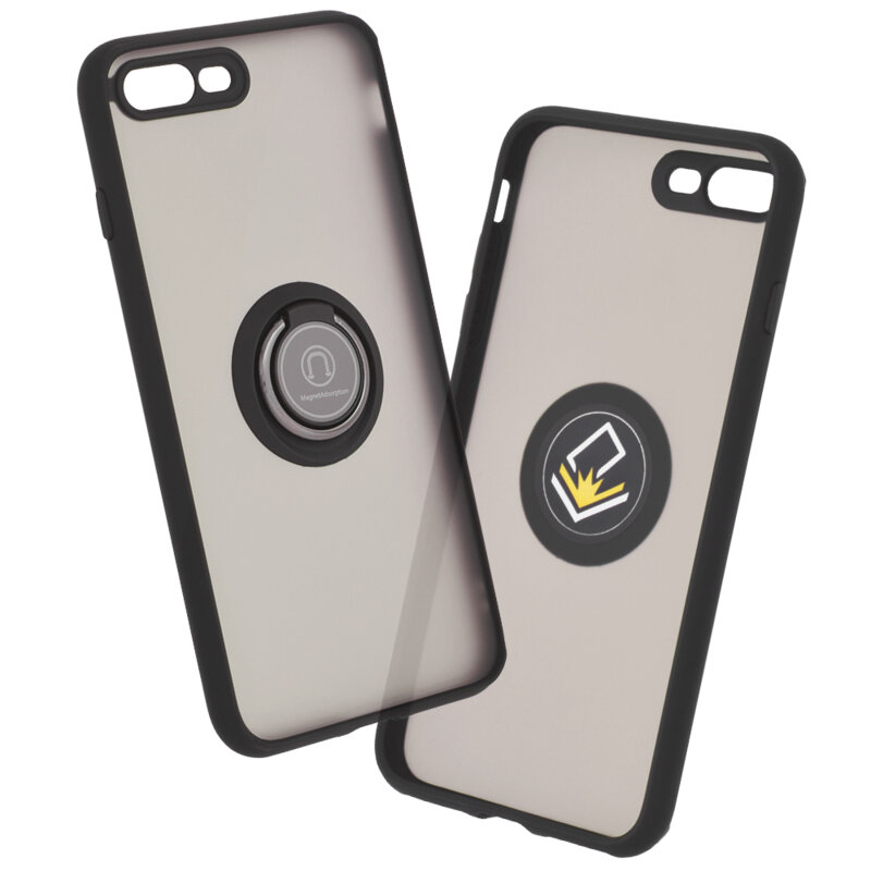 Husa iPhone 8 Plus Techsuit Glinth Cu Inel Suport Stand Magnetic - Negru
