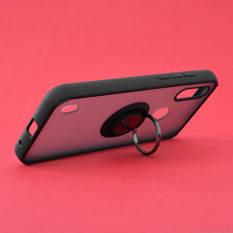 Husa Motorola Moto E6i Techsuit Glinth Cu Inel Suport Stand Magnetic - Negru