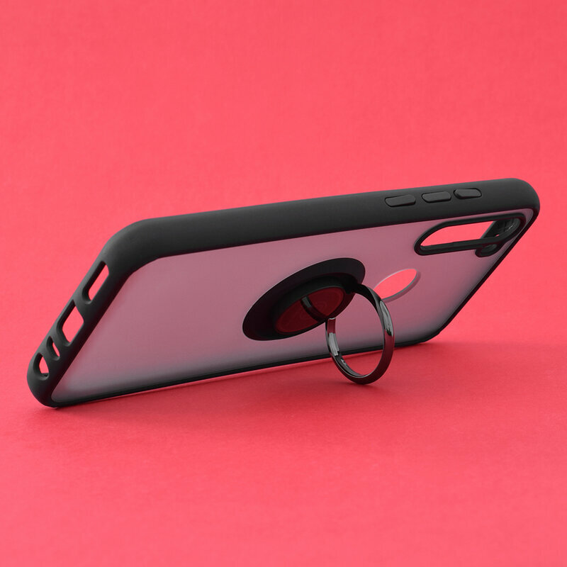 Husa Xiaomi Redmi Note 8 2021 Techsuit Glinth Cu Inel Suport Stand Magnetic - Negru