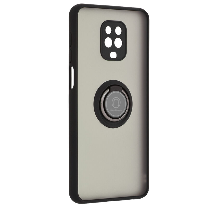 Husa Xiaomi Redmi Note 9 Pro Max Techsuit Glinth Cu Inel Suport Stand Magnetic - Negru