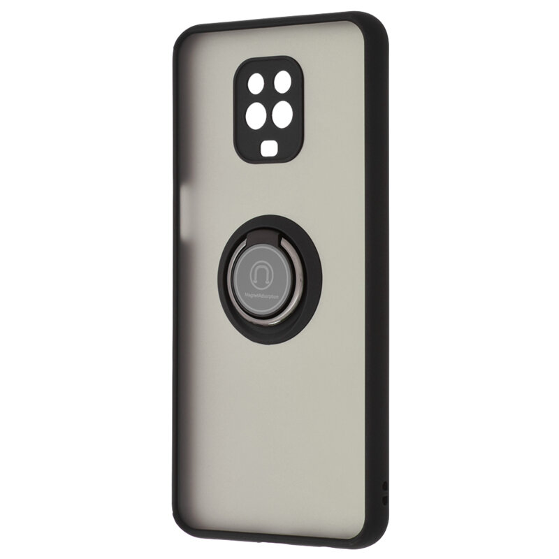 Husa Xiaomi Redmi Note 9 Pro Max Techsuit Glinth Cu Inel Suport Stand Magnetic - Negru