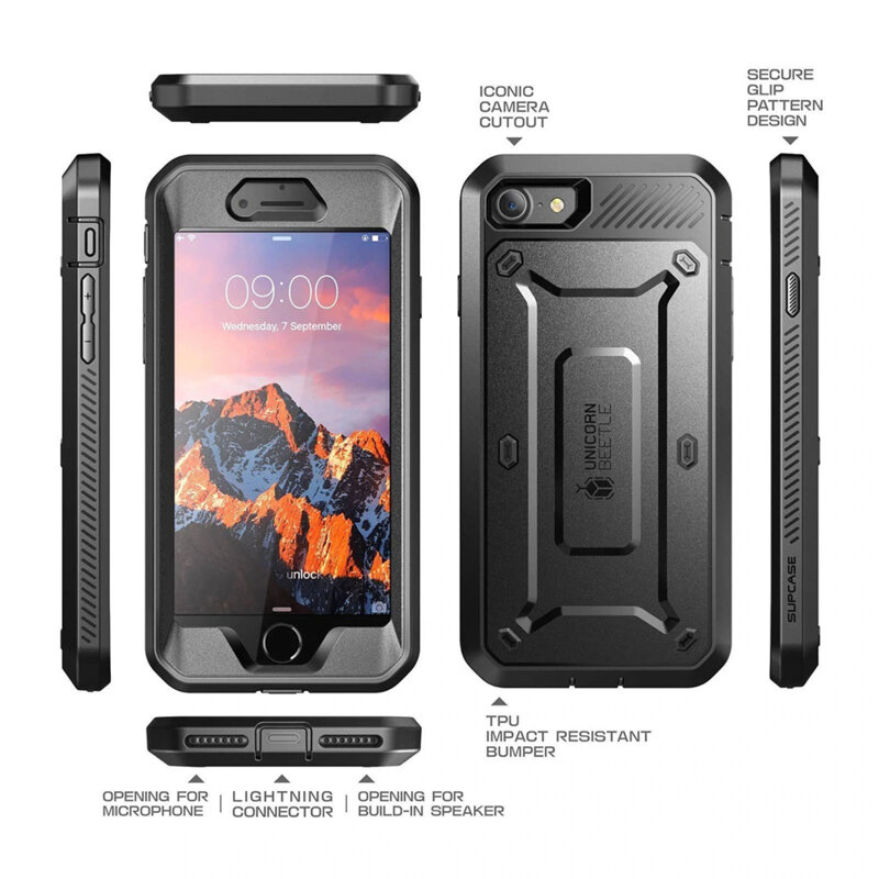 Husa iPhone 8 Supcase Unicorn Beetle Pro, negru