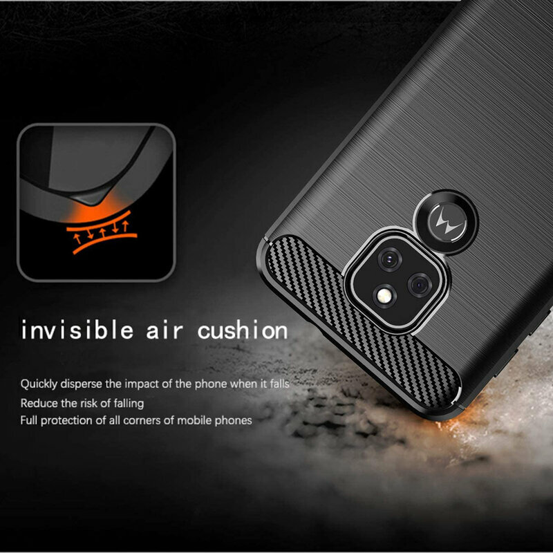 Husa Motorola Moto E7 Plus Techsuit Carbon Silicone, negru