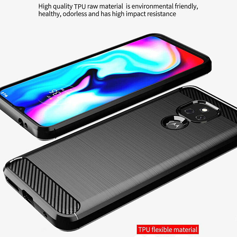 Husa Motorola Moto E7 Plus Techsuit Carbon Silicone, negru