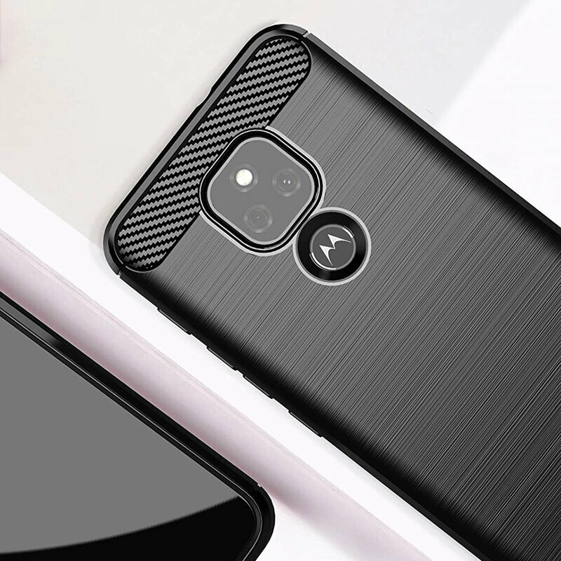 Husa Motorola Moto E7 Plus Techsuit Carbon Silicone, negru