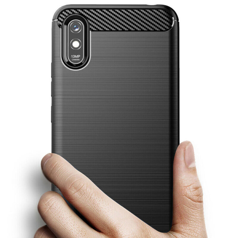 Husa Xiaomi Redmi 9AT Techsuit Carbon Silicone, negru