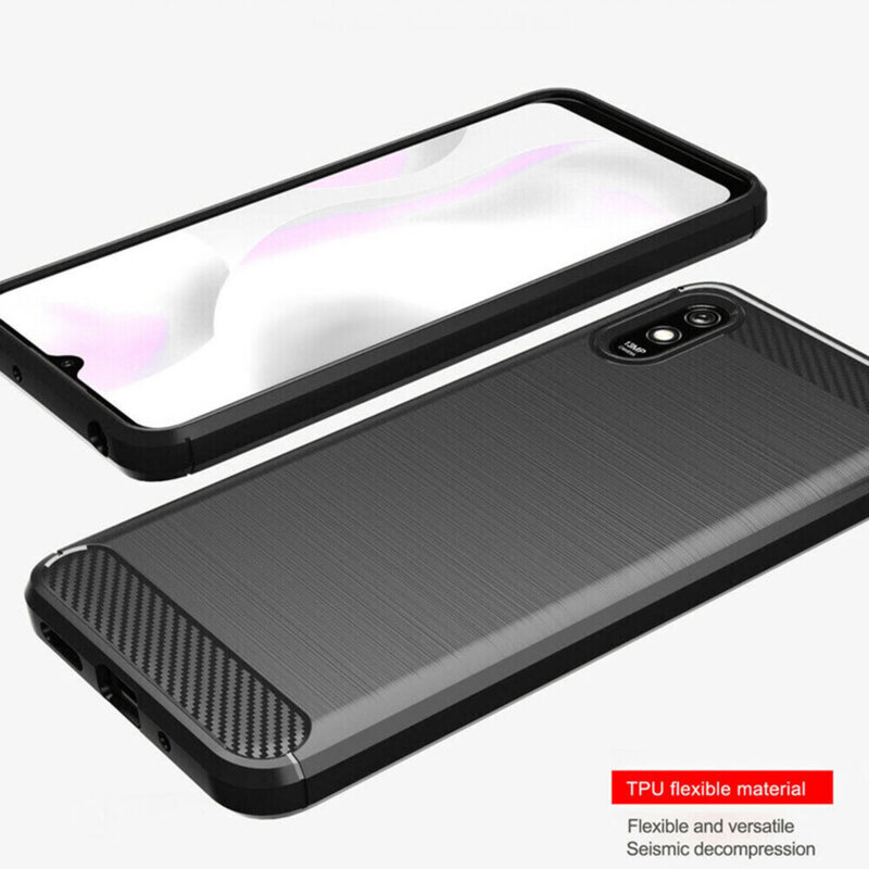 Husa Xiaomi Redmi 9AT Techsuit Carbon Silicone, negru