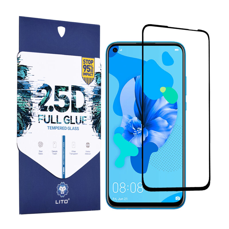 Folie Sticla Huawei P20 Lite 2019 Lito 2.5D Full Glue Full Cover Cu Rama - Negru
