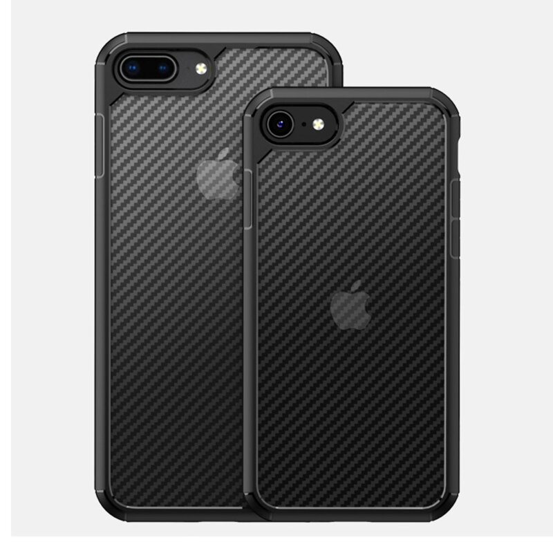 Husa iPhone 8 Techsuit CarbonFuse transparenta, negru