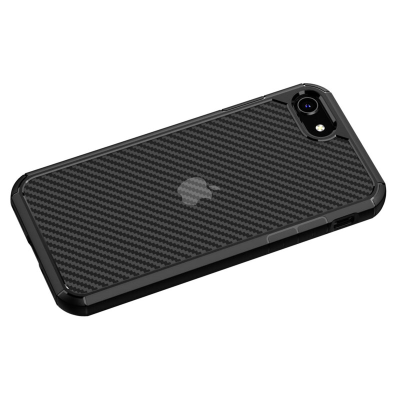 Husa iPhone 8 Techsuit CarbonFuse transparenta, negru