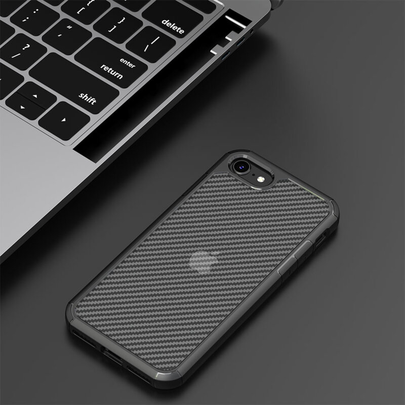 Husa iPhone 8 Techsuit CarbonFuse transparenta, negru