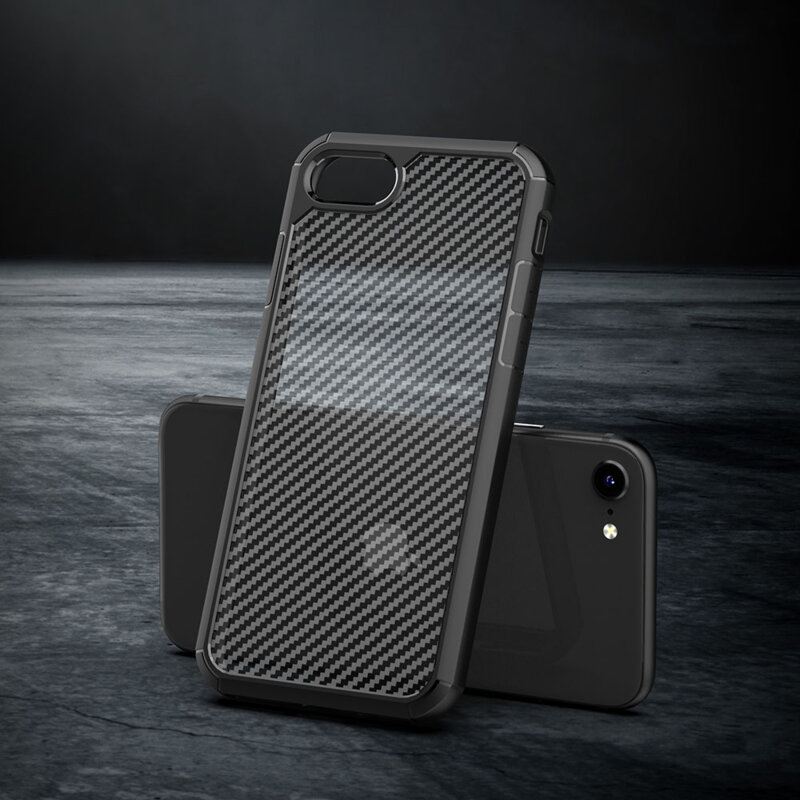 Husa iPhone 8 Techsuit CarbonFuse transparenta, negru