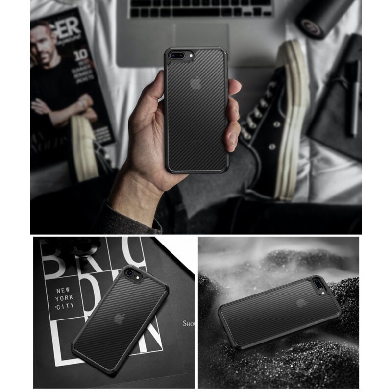 Husa iPhone 8 Techsuit CarbonFuse transparenta, negru