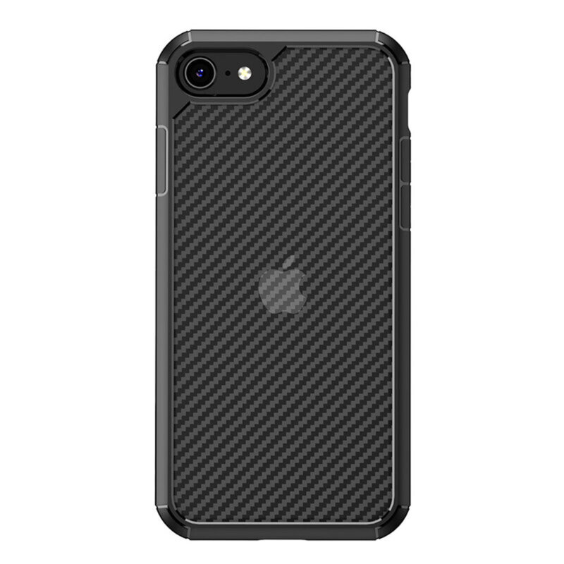Husa iPhone SE 3, SE 2022 Techsuit CarbonFuse transparenta, negru