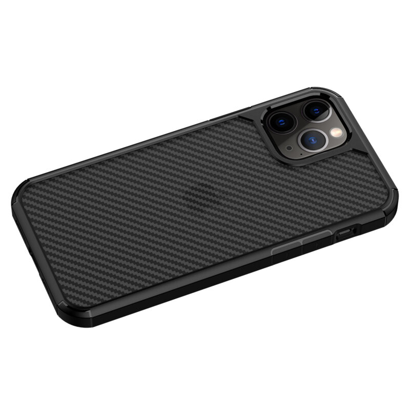 Husa iPhone 12 Pro Techsuit CarbonFuse transparenta, negru