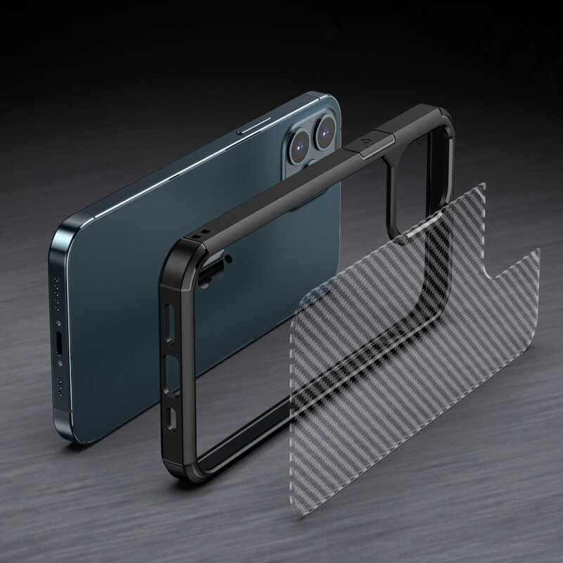 Husa iPhone 12 Pro Techsuit CarbonFuse transparenta, negru