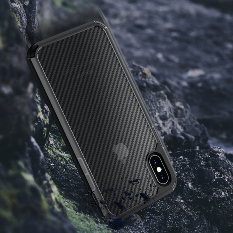 Husa iPhone XS Techsuit CarbonFuse transparenta, negru