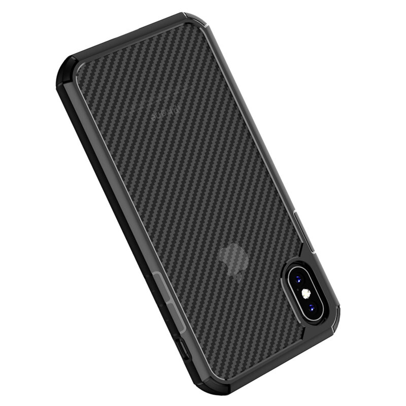 Husa iPhone XS Techsuit CarbonFuse transparenta, negru