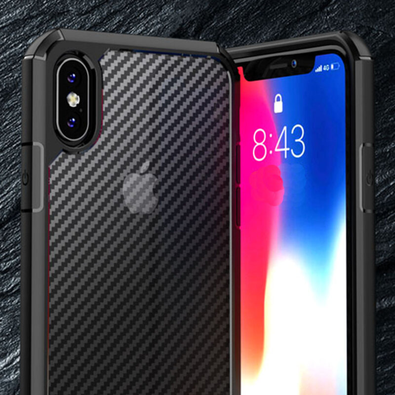 Husa iPhone XS Techsuit CarbonFuse transparenta, negru