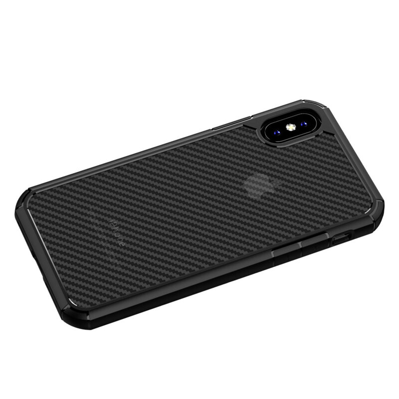 Husa iPhone XS Techsuit CarbonFuse transparenta, negru