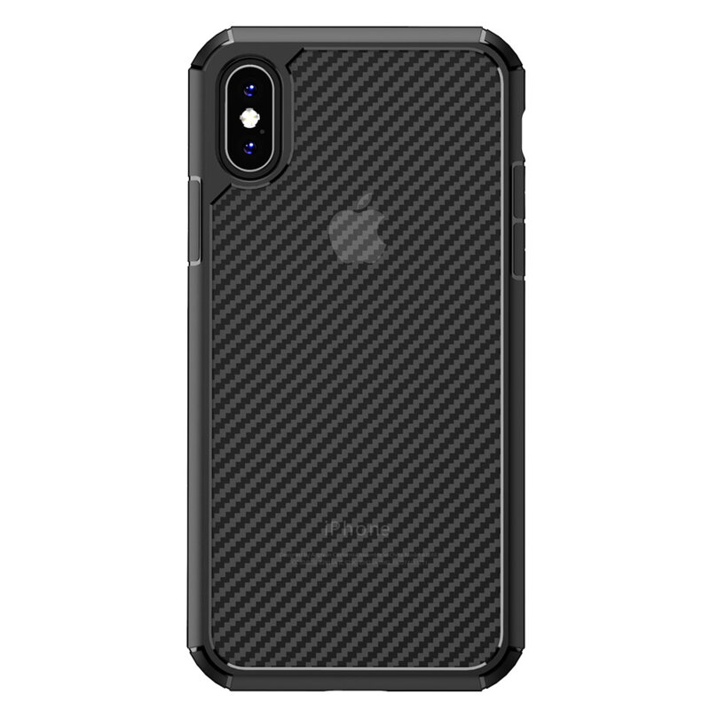 Husa iPhone XS Techsuit CarbonFuse transparenta, negru