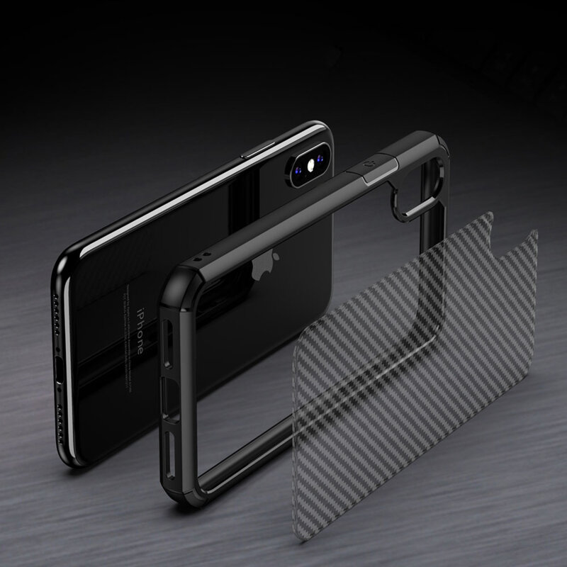 Husa iPhone XS Techsuit CarbonFuse transparenta, negru