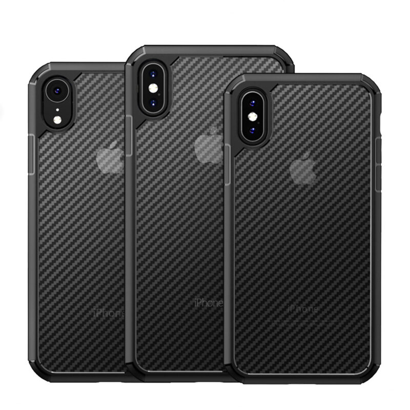 Husa iPhone XS Techsuit CarbonFuse transparenta, negru
