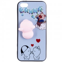 Husa Anti-Stres iPhone SE, 5, 5S 3D Bubble - Love Piggy