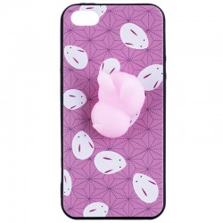 Husa Anti-Stres iPhone SE, 5, 5S 3D Bubble - Pink Rabbit