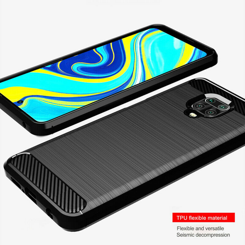 Husa Xiaomi Redmi Note 9 Pro Techsuit Carbon Silicone, negru