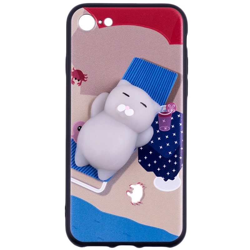 Husa Anti-Stres iPhone 7 3D Bubble - Grey Cat
