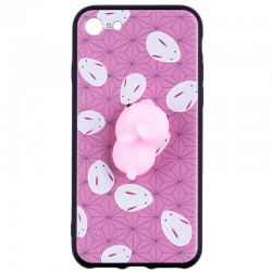 Husa Anti-Stres iPhone 7 3D Bubble - Pink Rabbit