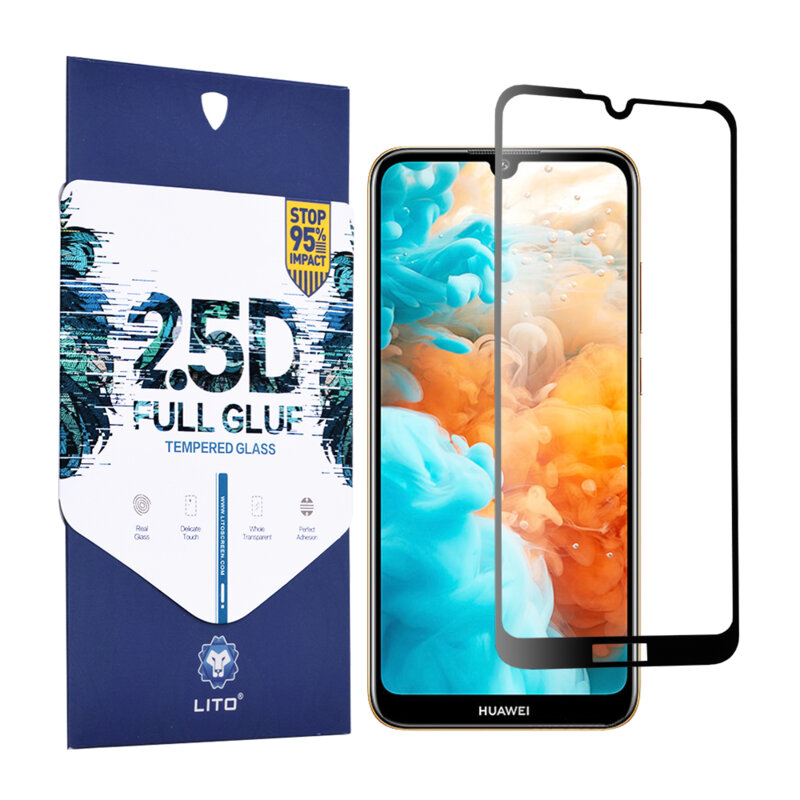Folie Sticla Huawei Y6 Pro 2019 Lito 2.5D Full Glue Full Cover Cu Rama - Negru