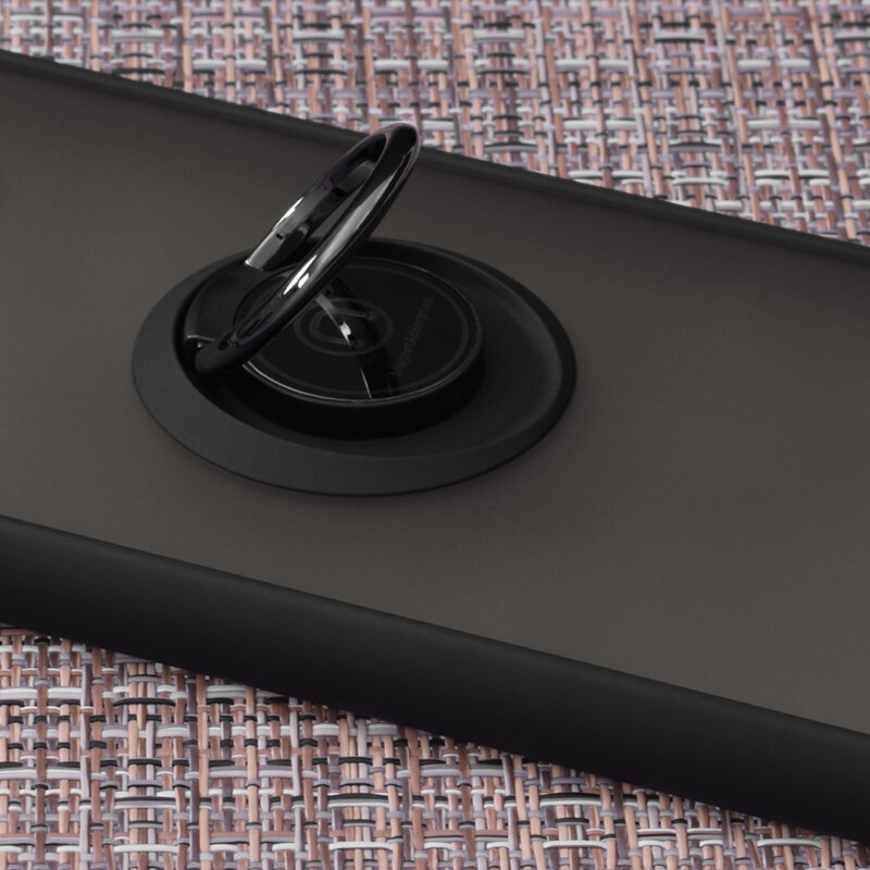 Husa Samsung Galaxy A12 Nacho Techsuit Glinth cu inel suport stand magnetic, negru